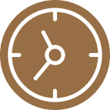 Clock icon with brown background