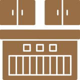 Brown abstract face with geometric shapes