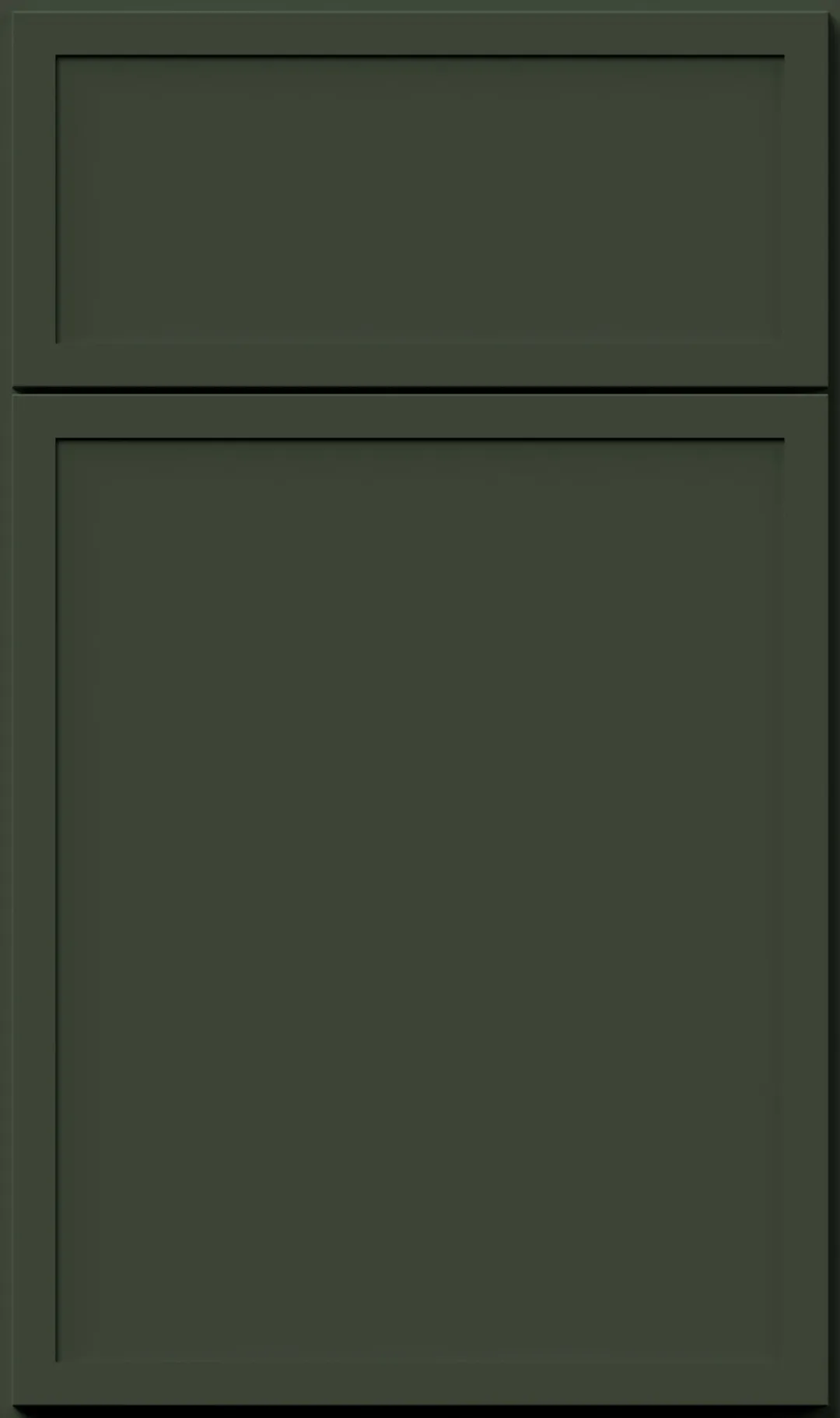 An olive green square with a subtle shadowed border.